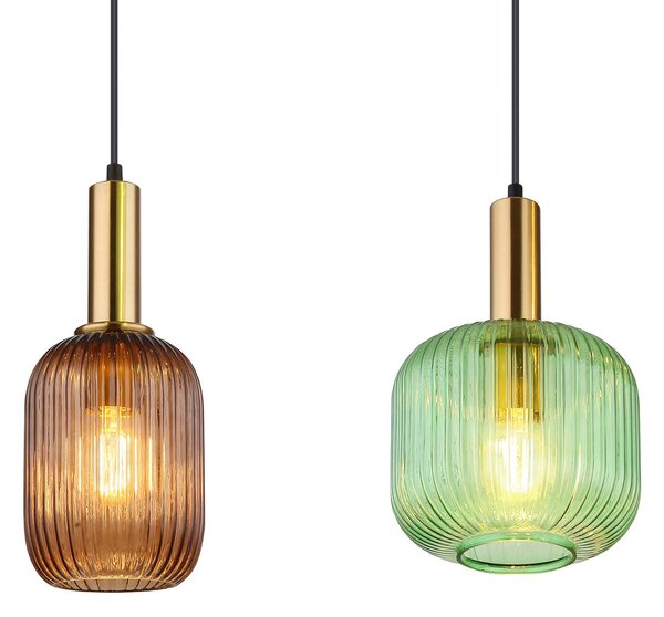 Globo Lampă suspendată Normy, lungime 115 cm, colorată, sticlă, 4 becuri., reglabil, Multicolor, Camera de zi / sufragerie, Sticlă