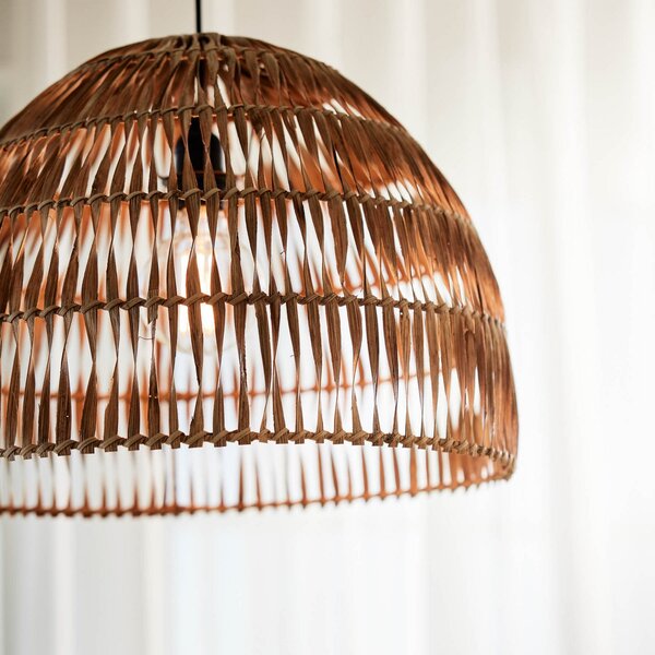 PR Home Lampă suspendată Lace, abajur din ratan, Ø 37 cm, reglabil, Lemn, Camera de zi / sufragerie, Lemn, Scandinavă