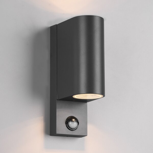 Trio Lighting Aplică exterior Roya 2 bec senzor rotundă antracit, reglabil, Negru, Metal, Modern
