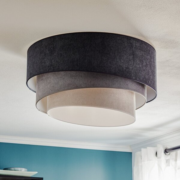 Duolla Plafonieră Pastell Trio Ø 60cm în 3 nuanțe de gri, reglabil, Gri, Camera de zi / sufragerie, Țesătură / Textil, Viața tânără