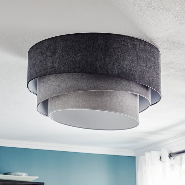 Duolla Plafonieră Pastell Trio Ø 60cm în 3 nuanțe de gri, reglabil, Gri, Camera de zi / sufragerie, Țesătură / Textil, Viața tânără