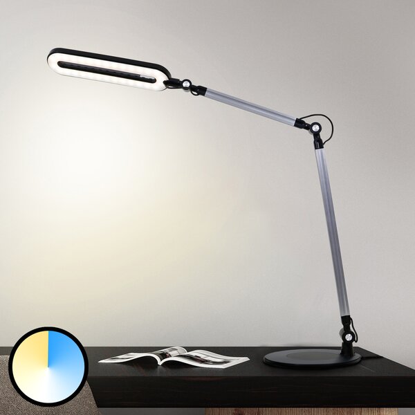 Briloner Lampă de masă cu LED Swan, CCT, dimabilă, reglabil, Negru, Studiu / Birou, Plastic, Modern