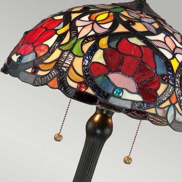 QUOIZEL Lampă de masă Larissa stil Tiffany, Bronz / Alamă Veche, Camera de zi / sufragerie, Sticlă, Tiffany