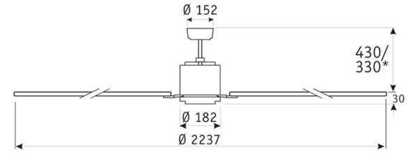 CasaFan Ventilator de tavan BIG SMOOTH ECO, alb, 220 cm, silențios, Alb, Camera de zi / sufragerie, Metal, Modern