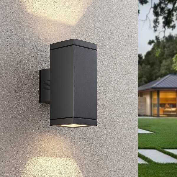 Lucande Stani aplică de exterior, E27, 2 fluxuri, reglabil, Gri, Metal, Modern