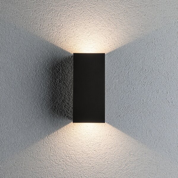 Paulmann Lampa LED pentru exterior Flame, 22 cm, antracit, sus/jos, Negru, Metal, Modern, Perete unghiular