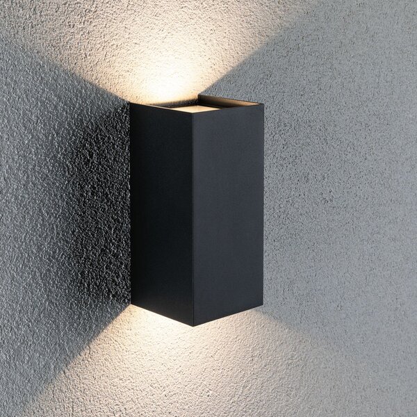 Paulmann Lampa LED pentru exterior Flame, 22 cm, antracit, sus/jos, Negru, Metal, Modern, Perete unghiular