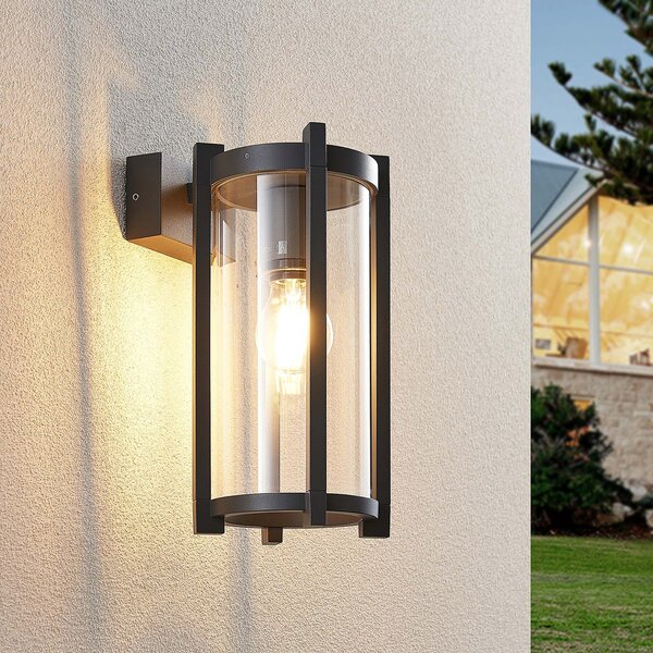 Lucande Aplică de exterior Brienne, 30 cm, antracit, metal, reglabil, Negru, Metal, Modern