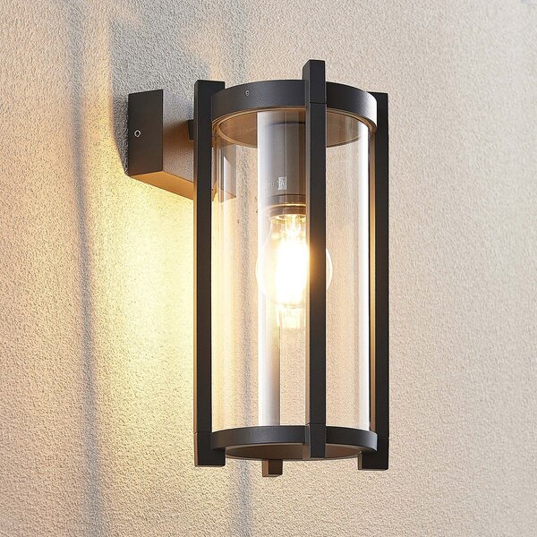 Lucande Aplică de exterior Brienne, 30 cm, antracit, metal, reglabil, Negru, Metal, Modern