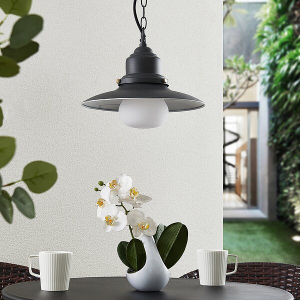 Lindby Lampă suspendată Roisin, antracit, metal, Ø 32cm, reglabil, Gri, Metal, Maritimă