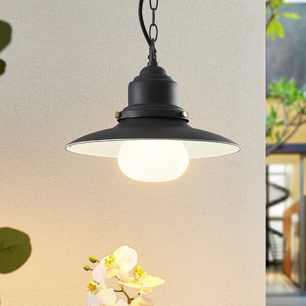 Lindby Lampă suspendată Roisin, antracit, metal, Ø 32cm, reglabil, Gri, Metal, Maritimă