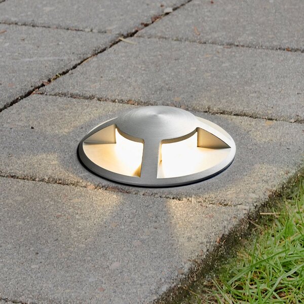 Lucande Proiector LED încastrare sol Anina din aluminiu, Gri, Metal, Modern