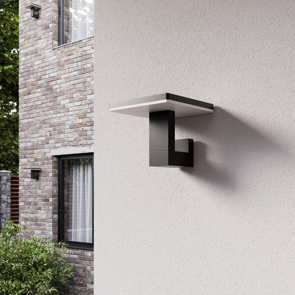 Lucande Aplică LED de exterior Olesia, formă angulară, Negru, Aluminiu, Modern