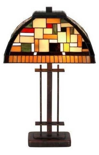 Artistar MOSAICA - Lampă de masă în stil Tiffany, Multicolor, Camera de zi / sufragerie, Sticlă, Tiffany