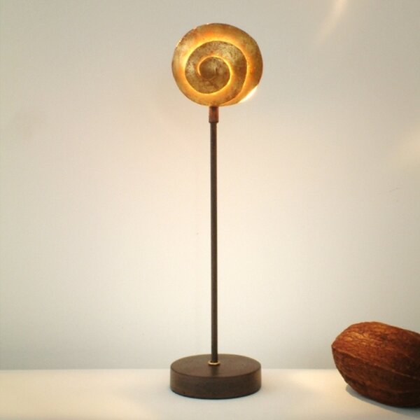 Holländer Lampă de masă melc Gold din fier, Auriu / Alamă, Camera de zi / sufragerie, Metal, Modern