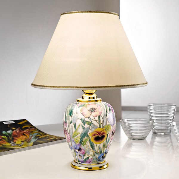 Austrolux Austrolux lampă de masă Giardino Panse 25 cm ceramică placată cu aur, Multicolor, Camera de zi / sufragerie, Ceramică