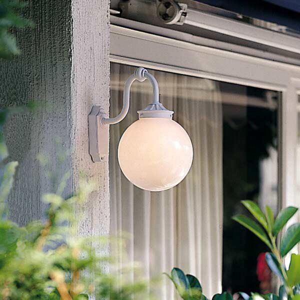 Konstsmide Aplică de exterior Arcturus cu abajur sferic, reglabil, Alb, Metal, Modern, Glob pentru exterior