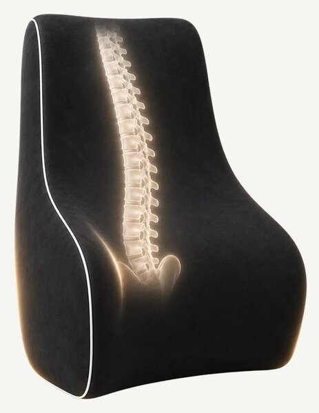 RESIGILAT- Perna lombara memory foam ORTO SPINAL, husa catifea, Negru