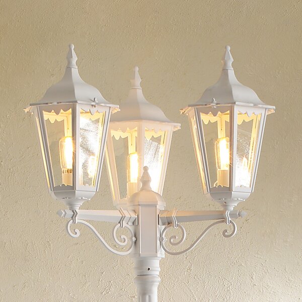 Konstsmide Lampadar Firenze, 3 fluxuri, alb, reglabil, Alb, Sticlă, Casă de țară / Rustic
