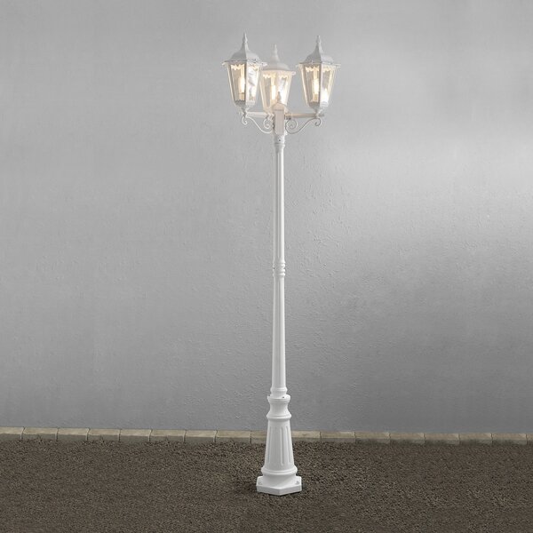 Konstsmide Lampadar Firenze, 3 fluxuri, alb, reglabil, Alb, Sticlă, Casă de țară / Rustic