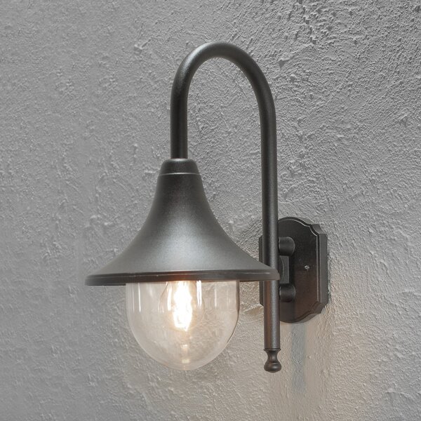 Konstsmide Aplică de exterior Bari, negru, reglabil, Negru, Metal, Casă de țară / Rustic