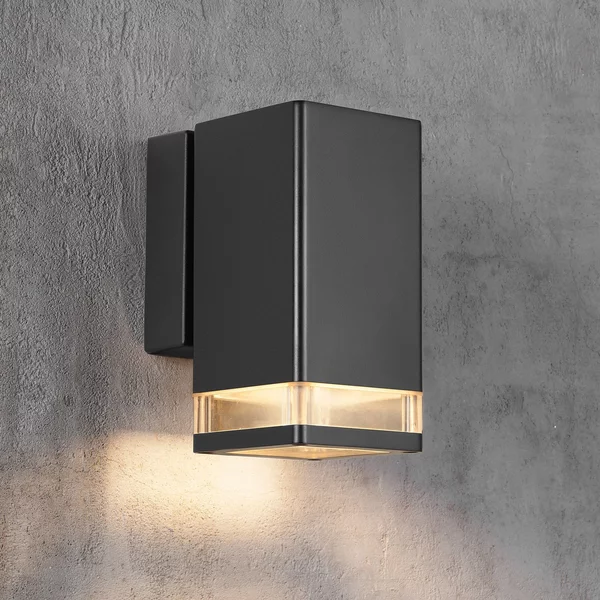 Nordlux Aplică de exterior Elm formă modernă cu muchii, Negru, Metal, Modern, Priză de perete top