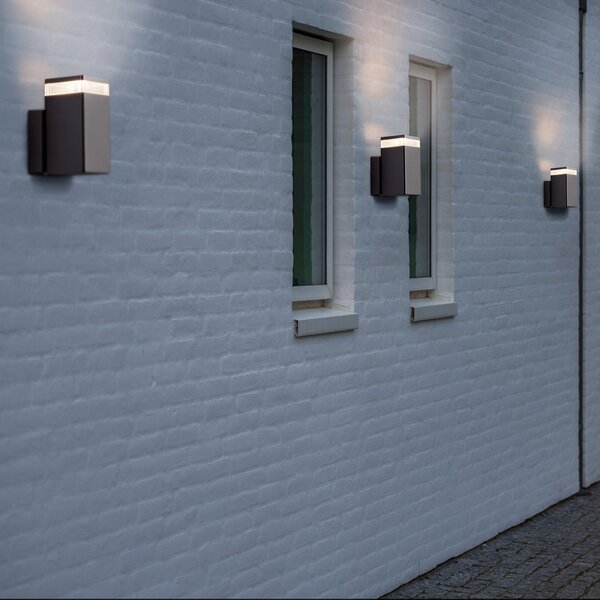 Nordlux Aplică de exterior Elm formă modernă cu muchii, Negru, Metal, Modern, Priză de perete top