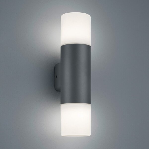 Trio Lighting Aplică de exterior Hoosic două fluxuri, antracit, reglabil, Negru, Metal, Modern