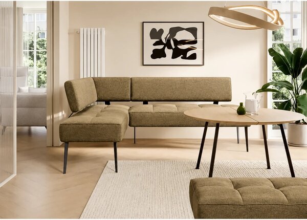 Coltar bucatarie BANCO, sezlong stanga, stofa catifelata verde olive -