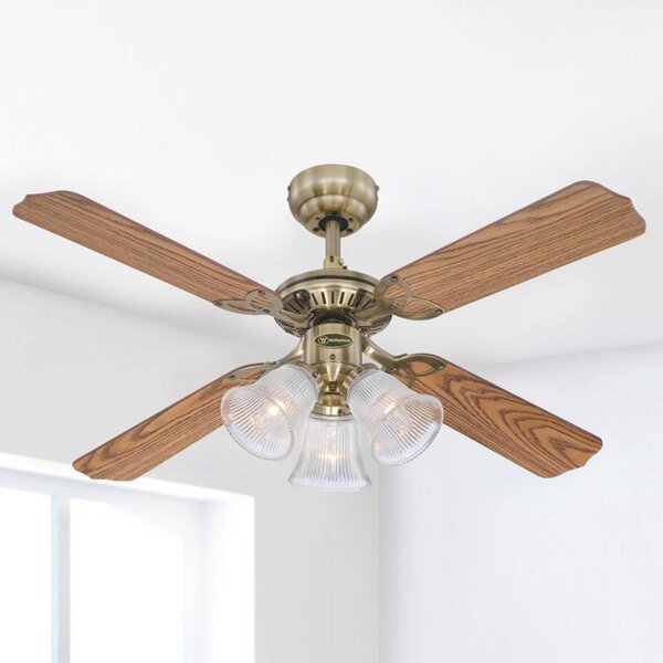 Westinghouse Princess Trio ventilator cu lumină, Lemn, Camera de zi / sufragerie, Plastic, Modern