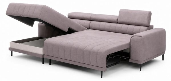 Coltar extensibil CALDO MINI, sezlong stanga, stofa catifelata bej - W