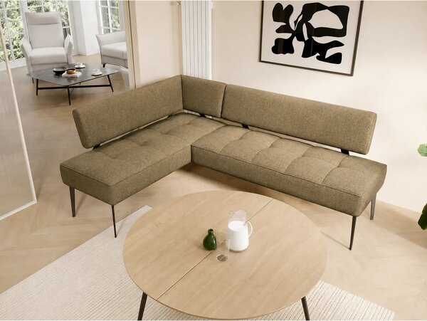 Coltar bucatarie BANCO, sezlong stanga, stofa catifelata verde olive -