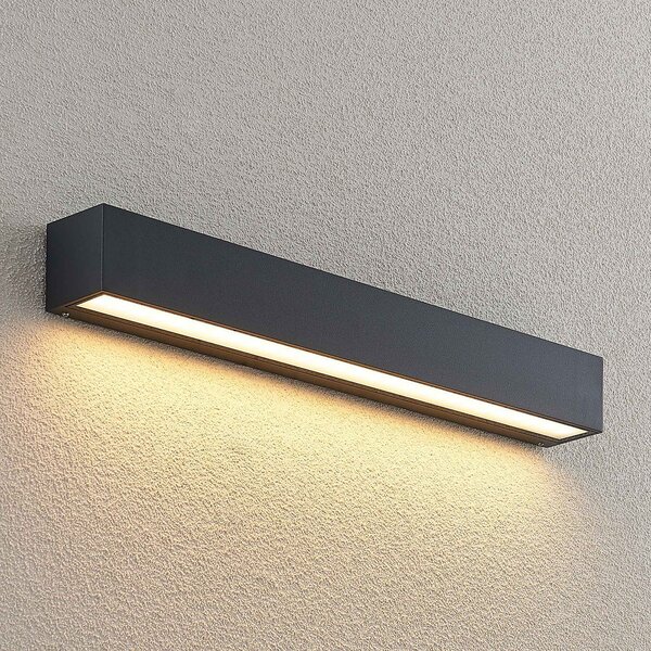 Lucande Aplică de perete Lengo, 50 cm, antracit, down, 3.000 K, Negru, Aluminiu, Modern