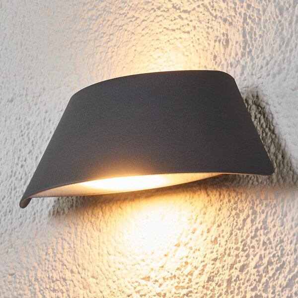 Lucande Aplică LED de exterior Glen cu IP65, trapezoidală, Negru, Metal, Modern