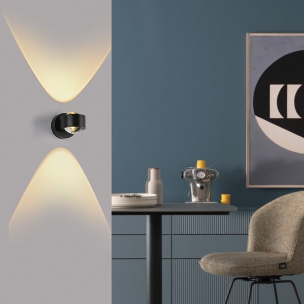 Schöner Wohnen 19331-18 - Aplică LED de perete CHIA 2xLED/2W/230V neagră