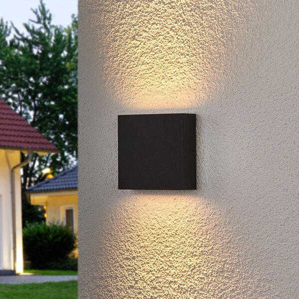 Lucande LED lumina de perete în aer liber Trixy, antracit, metal, IP54, Negru, Metal, Modern