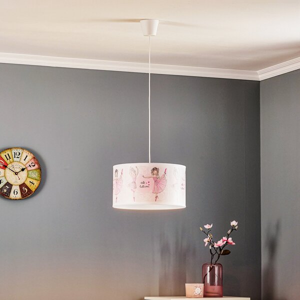 Duolla Lampă suspendată Print M cu balerine, reglabil, Roz / Rosé, Camera copiilor, Plastic, Viața tânără