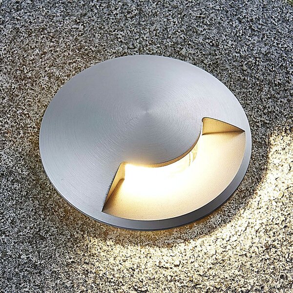 Lucande Lumină de podea încastrată Milara, 1 ieșire lumină, GU10, reglabil, Metalic, Aluminiu, Modern, Corpuri de iluminat încastrate rotunde