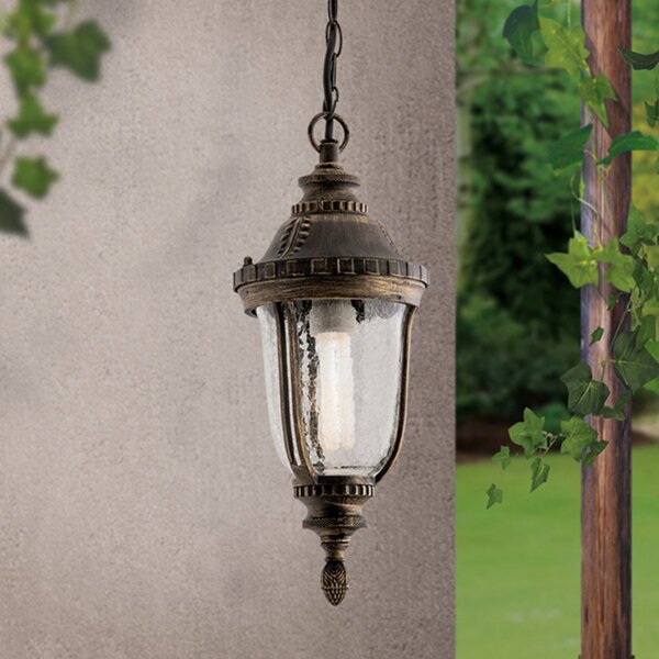 ORION Lampă pendul tradițională Paula, sticlă structur, Maro / Rugină, Metal, Casă de țară / Rustic