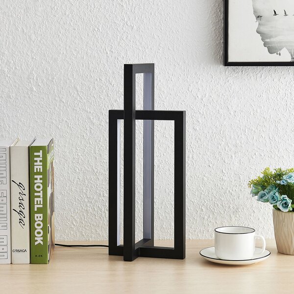 Lucande LED lampă de masă Hylda, înălțime 42 cm, negru, aluminiu, reglabil, Negru, Camera de zi / sufragerie, Metal, Modern