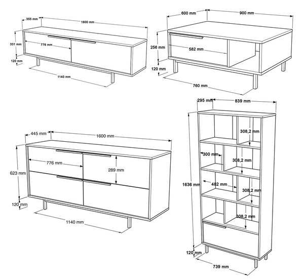 Set mobilier living Ontario S (stejar). 1107749
