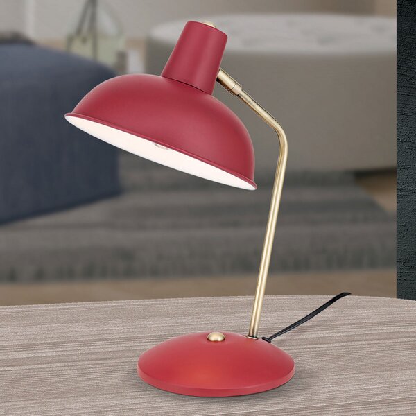 ORION Im Vintage-Look - lampă de masă Fedra roșu, Roșu, Studiu / Birou, Metal, Vintage, Umbră de masă