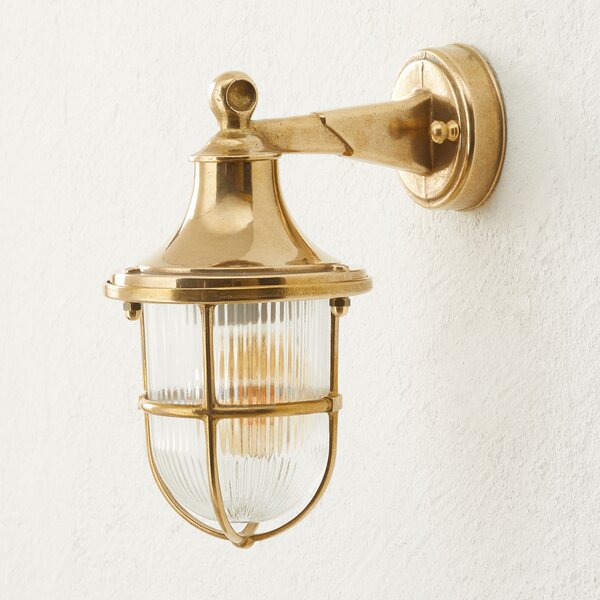 Moretti Luce Aplică de exterior Ocean, formă felinar, alamă, reglabil, Auriu / Alamă, Hol, Metal, Maritimă