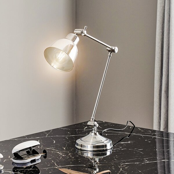 Euluna Lampa de masă Emoti, culoare crom, înălțime 45 cm, reglabilă, Metalic, Camera de zi / sufragerie, Metal, Design industrial