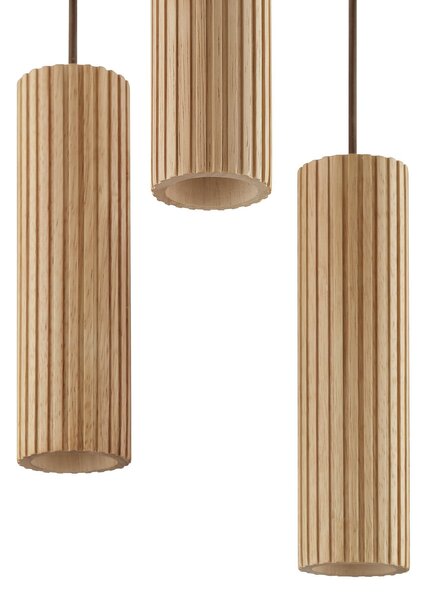 Brilliant Lampă suspendată Lakewood, maro, din lemn, Ø 28 cm, cu 3 becuri, reglabil, Lemn, Camera de zi / sufragerie, Lemn, Modern