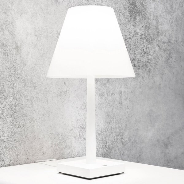 Rotaliana Dina+ Lampă de masă LED reîncărcabilă alb/alb, reglabil, Alb, Camera de zi / sufragerie, Metal, Design