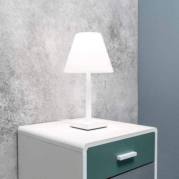 Rotaliana Dina+ Lampă de masă LED reîncărcabilă alb/alb, reglabil, Alb, Camera de zi / sufragerie, Metal, Design