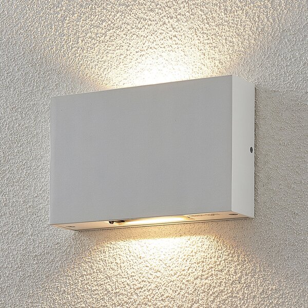 Lucande Aplică LED de exterior Katla din aluminiu, Alb, Metal, Modern, Priză de perete sus / jos