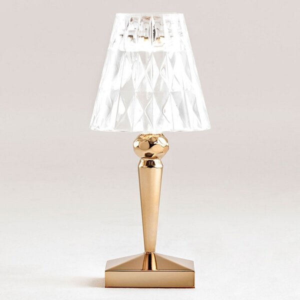 Kartell Lampă de masă cu baterie LED Baterie, 26 cm, aurie, IP54, Auriu / Alamă, Plastic, Design