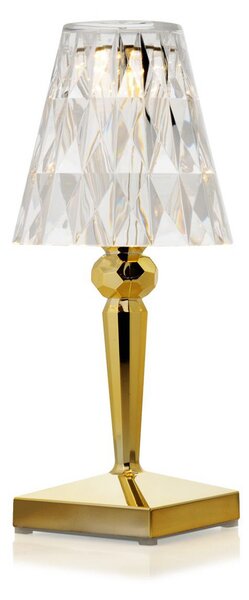 Kartell Lampa de masă cu baterie LED Battery, 26 cm, aurie, IP54, Auriu / Alamă, dormitor, Plastic, Design